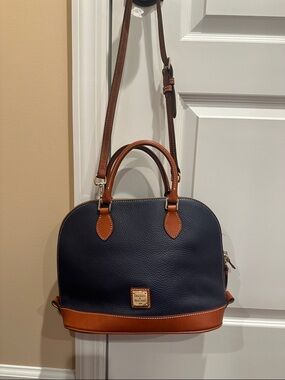 Dooney & Bourke Pebble Grain Zip Dome Satchel Midnight Blue (Navy)